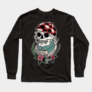 Tattoo Art Smoking Skull Working Class handdrawn Long Sleeve T-Shirt